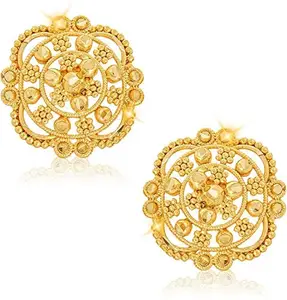 MEENAZ Traditional Temple 1 One Gram Gold Studs 18k Copper Brass Ethnic Square South Indian Meenakari Antique Screw Back Stud Earrings Combo Set Pack For Women girls Latest -GOLD EAR RINGS STUD-M106
