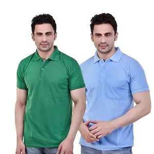 SMAN Stylish Plain Polo T-Shirt Combo for Men & Boys (Half Sleeves, Coin Pocket, Regular Fit, Collared Neck, Cotton Blend, Green & Sky Blue)