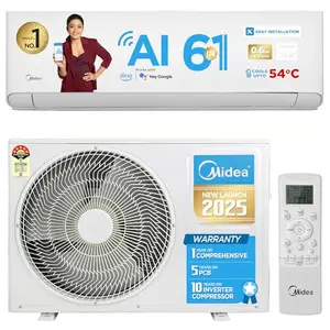 Midea 1 Ton 5 Star, 5 Years Comprehensive Warranty,AI+ Wi-Fi Smart Inverter Split AC (Copper, Convertible 6-in-1,KW Display, PM 2.5 Filter,4 Way Swing,Santis Pro-X RYL (Wi-Fi), MAI12SP5R35W0,White)