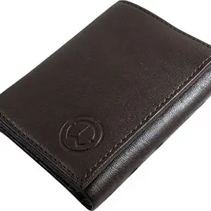 TnW Unisex Brown Genuine Leather Wallet(Tri-Fold)
