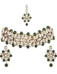 Latest Stylish Stone Studded Jewellery Set for Women |Festive Wedding Party Necklace Earrings|JS_335|