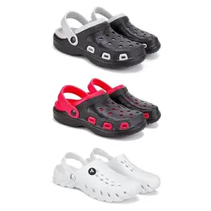 WINGSCRAFT Lightweight Classic Clogs || Sandals with Slider for Men-Combo(3)-3018-3017-3145-8 White