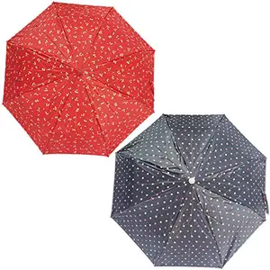 RAINPOPSON 3 Fold Color Umbrella for Women Stylish & Men 3 Fold Umbrella Combo (Multicolour) - Set of 2 (FR_15)