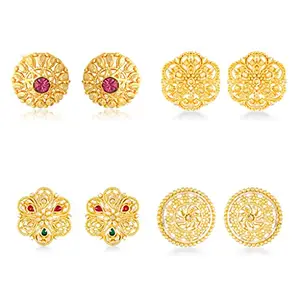 VFJ VIGHNAHARTA FASHION JEWELLERY Vighnaharta Allure Charming Alloy Gold Plated Stud Earring Combo set valentine day gift valentineday gift for her gift for him gift for women gift for men love gift gifts ValentinesDay2023 for Women and Girls ( Pack of- 4 Pair Earrings)-VFJ1192-1198-1197-1199-ERG