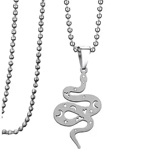 M Men Style Gothic Jewelry Sterling Silver Animal Snake Necklaces Stainless Steel Pendant Necklace Chain For Men And Women