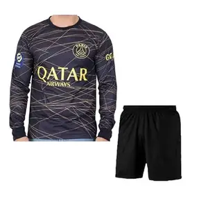 Messi 30 Pariss Football Team Black Full Sleeve Jersey with Shorts 2023/2024 (Kids,Men,Boys)(9-10Years)