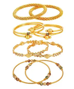 YouBella Designer Gold Plated Jewellery Bangles for Women and Girls - Combo of 4 (2.4)