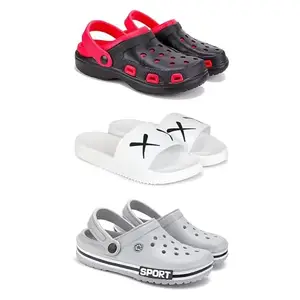 DRACKFOOT-Lightweight Classic Clogs || Sandals with Slider Adjustable Back Strap for Men-Combo(3)-3017-3029-3016-8 Grey