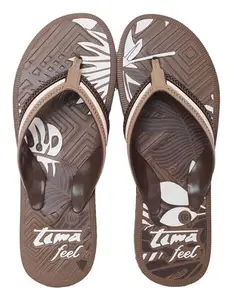 TIMA Slippers For Men, Feel Casual Slipper For Men With Eva Upper & Rubber Sole | Durable & Lightweight | Stylish Flip-flop | Cushioned Footbed - Comfortable Fit For Every Occasion (Tan/Brown, Size 8)