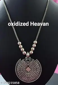 O S O Sdised Round Chain Pendant Long Necklace For Girls and women's Design_119