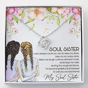 rakva 925 Silver Gift Sister Necklace Soul Sister Necklace Gift Love Knot Necklace