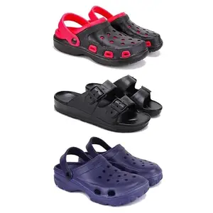 DRACKFOOT-Lightweight Classic Clogs || Sandals with Slider Adjustable Back Strap for Men-Combo(5)-3017-3115-3121-8 Blue