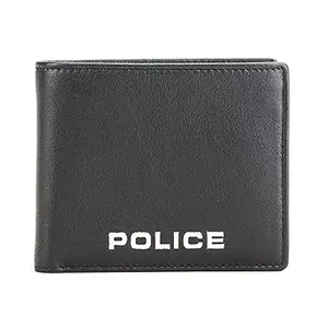 POLICE Men's Leather Overflap Coin Wallet - Black/Orange