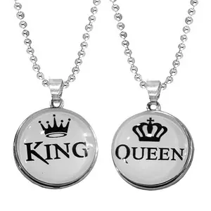 M Men Style Valentine Gift Her King His Queen Locket For Couple White Zinc And Metal Pendant Necklace Chain For Men And Women SPn2021954