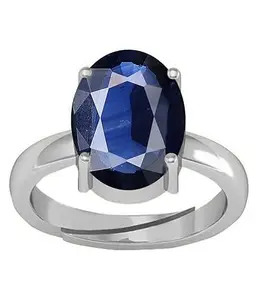 Gemscom Blue Sapphire/Neelam 6.25 Ratti [ 5.62 Carat ] Stone Panchdhatu Adjustable Ring for Women