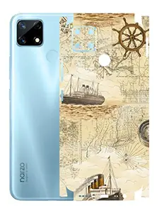 AtOdds - Realme Narzo 20 Mobile Back Skin Rear Screen Guard Protector Film Wrap with Camera Protector (Coverage - Back+Camera+Sides) (PirateMap)