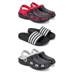 Lightweight Classic Clogs || Sandals with Slider Adjustable Back Strap for Men-Combo(3)-3017-3024-3018-8 Black(COMBO(3)-3017-3024-3018-8_BZ)