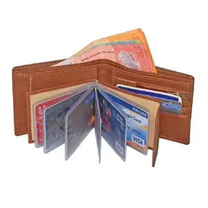 ACCEZORY Tan Bi-Fold Synthetic Leather Wallet for Men