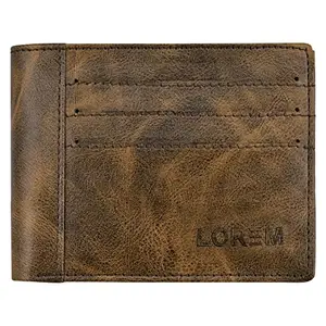 SRJMH Lorem Brown Out Side Card Slot Bi-Fold Faux Leather 6 ATM Card Slots Wallet for Men WL19