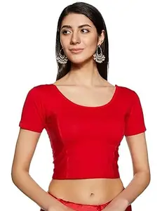 Fressia Fabrics Womens Stretchable Half Sleeve Readymade Saree Blouse