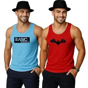EARTH STAR Men's Cotton Tank Top Collection, Sleeveless Gym Vest | Vest for Men | Graphic Print | Casual Wear Vests for Workout