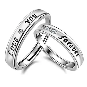 Silver Plated Love You Forever Promise Couple Rings for Lovers Wedding Engagement Valentine Jewellery Gift Sets for Men and Women Girlfriends Boyfriends
