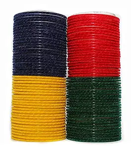 SGN FASHION Plain Glass Bangles/Chudiyan for Women & Girls Pack of 96, (Red-Yellow-Black-Green) (2.8)