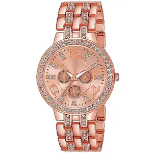Analog Diamond Studded Stylish Rose Gold Watch for Latest Women/Girls,
