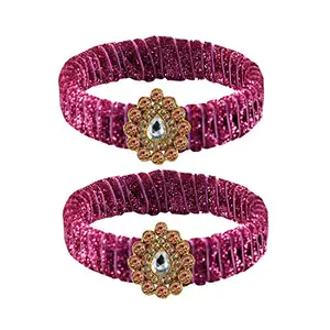 Vidhya Kangan Pink stone Brass Bangle Size (Free) sku-ban3856