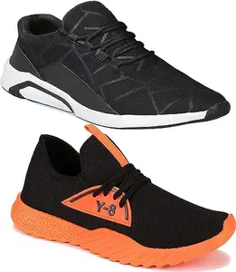 WORLD WEAR FOOTWEAR Soft, Comfortable and Breathable Canvas Sports Running Shoes for Men (Multicolor, 9) (S5236)