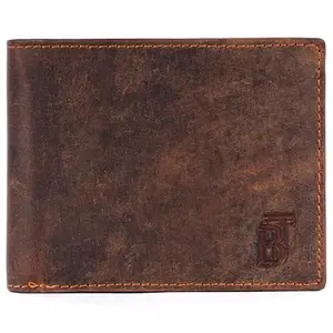 Breaking Threads Genuine Hunter Leather Bi-Fold Wallet for Men Tan Brown | Handcrafted | Unique Design | 6 Card Slots | 1 Transparent Id Window |Durable | Travel Friendly | Premium Design