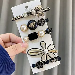 Calitate24 5Pcs Hair Clips for Girls, Stylish Hair Pins Different Designs Hair Barrettes Hair Styling Accessories Golden Silver Hairpins for Women