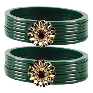 MAYA FASHION Green Stone Acrylic-Brass Bangle With Very Extra Large Size Elegant Extra Large Size Bangle | Perfect Fit for Plus Size banglesTrendy and Comfortable Fit for woman and girls | (Sku-ban1788)