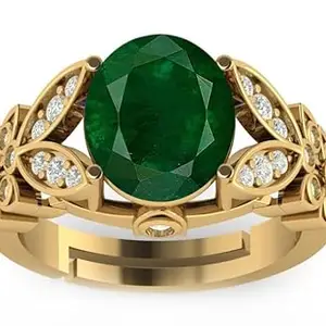 LMDPRAJAPATIS 6.25 RattI 5.50 Carat Panna Stone Original Certified Panna Stone Emerald Ring Gold Plated Adjustable Woman Man Ring With Lab Certificate