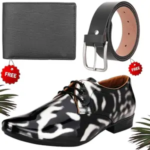 Vitoria Men's PU Formal/Party Shoes | Shoes Combo with Free Wallet & Belt | Stylish & Comfortable | Ideal for Office, Casual Outings, Parties (4232_VTOR-BLK-101) (Multicolor)(Size: 7UK)