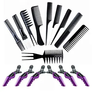 Calitate24 10Pcs Hair Combs Set for Women & Men 6Pcs Hair Section Clips, Rat Tail Combs, Teasing Combs, Barber Combs, Styling Combs, Can Meet Your Different Needs, Comb Set for Hair Stylist
