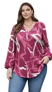 NG NIROMIKA Viscose Rayon Abstract Pattern Top for Women | A Line Tops | Summer Kurta | V-Neck Top | Short Kurti for Women| Full Sleeves |