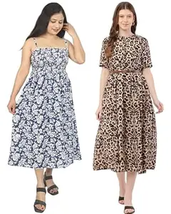 Miranga Women's Knee Length Dress, Pack of 2