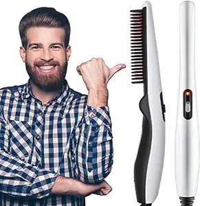 VVD 2019 Upgraded Anti-Scald, Anti Static,Men Quick Beard Straightener Hair Comb Multifunctional Hair Curler Show Cap Tool,Electric Modeling Straightening Comb