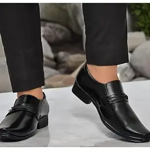 Men's Faux Leather Formal Shoes (Black, 8)-PID53501