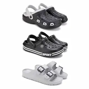 WINGSCRAFT Lightweight Classic Clogs || Sandals with Slider for Men-Combo(3)-3018-3014-3114-9 Grey