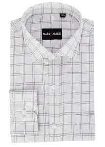 MARK & ALBERT 100% Cotton Full Sleeves Regular Fit Formal Shirt for Men Blue