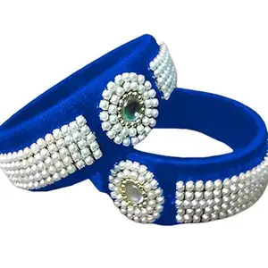 HARSHAS INDIA CRAFT Silk Thread Bangles Plastic Bangle Set For Women & Girls (Navy Blue) (Pack of 2) (Size-2/4)