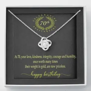 rakva 925 Sterling Silver Gift MOM NECKLACE, GIFT FOR MOM HAPPY 70TH BIRTHDAY LOVE KNOT NECKLACE