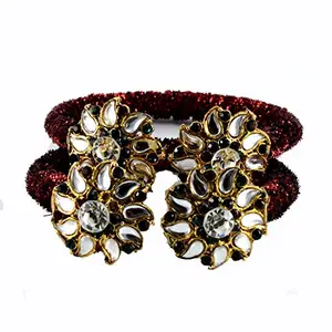 MAYA FASHION Maroon Stone Acrylic-Brass Bangle With Very Extra Large Size Elegant Extra Large Size Bangle | Perfect Fit for Plus Size banglesTrendy and Comfortable Fit for woman and girls | (Sku-ban1309)