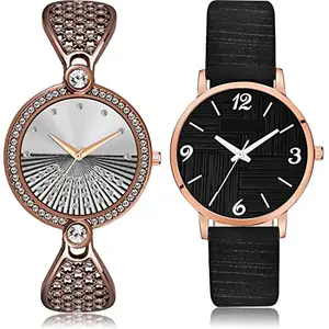 NIKOLA Rich Analog Silver and Black Color Dial Women Watch - GM252-GM320 (Pack of 2)