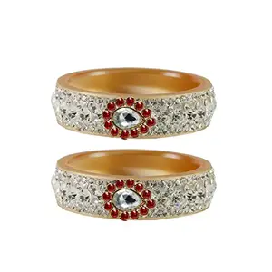 MAYA FASHION Cream stone Stud Acrylic-Brass Bangle Elegant Extra Large Size Bangle | Perfect Fit for Plus Size banglesTrendy and Comfortable Fit for woman and girls | (Sku-ban4674)