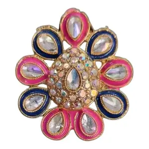 Royal Kundan Traditional Peacock colour Ring
