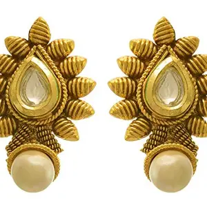 JFL - Jewellery for Less Traditional Ethnic One Gram Gold Plated Kundan Stud Earring for Women,Valentine
