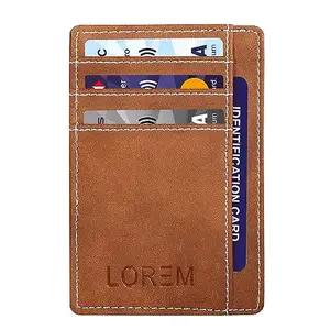 LOREM Tan Mini Wallet for ID, Credit-Debit Card Holder & Currency with White Stitiching Outline for Men & Women WL623-UF-C